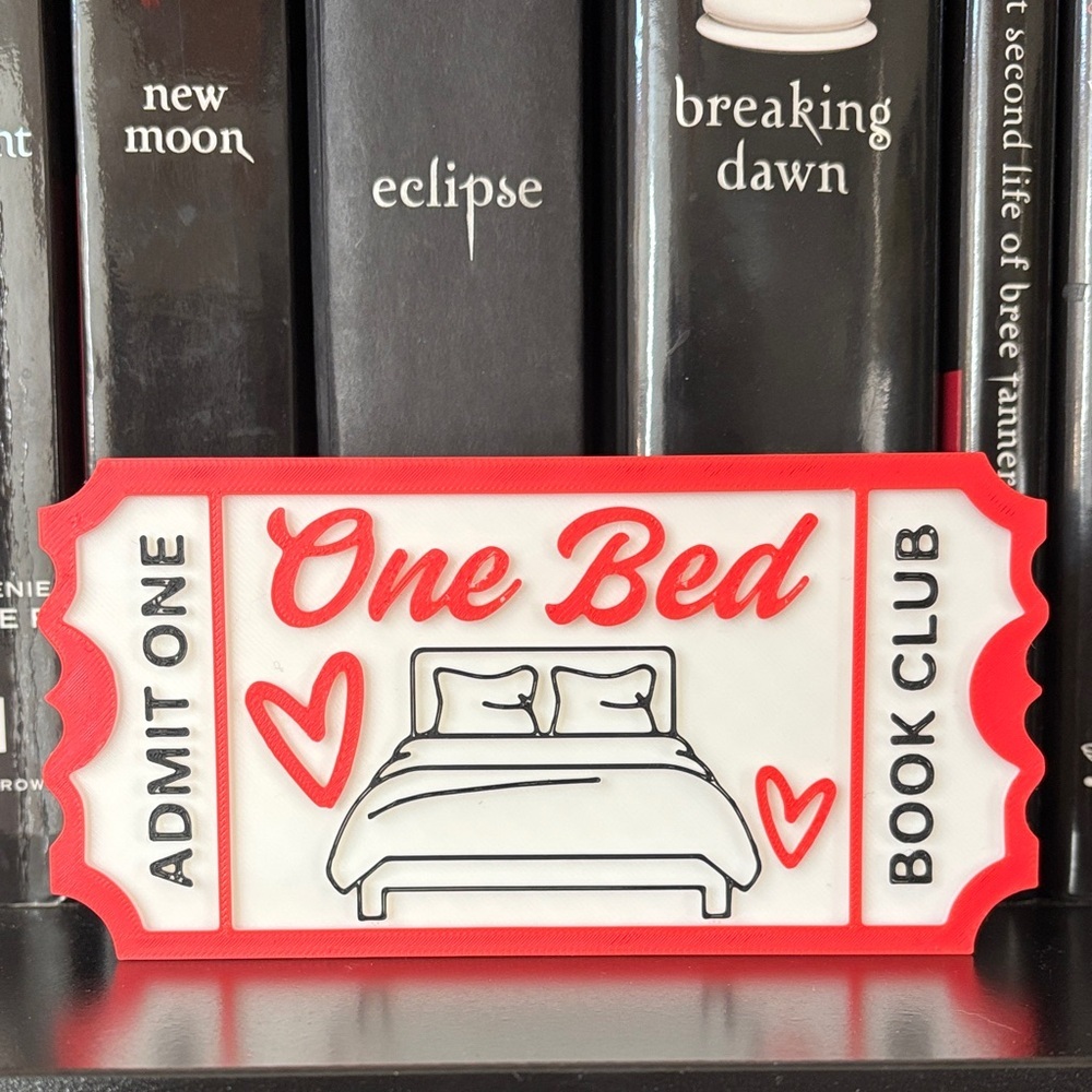 Red and White 'One Bed Book Club' Sign - Picture 1 of 3